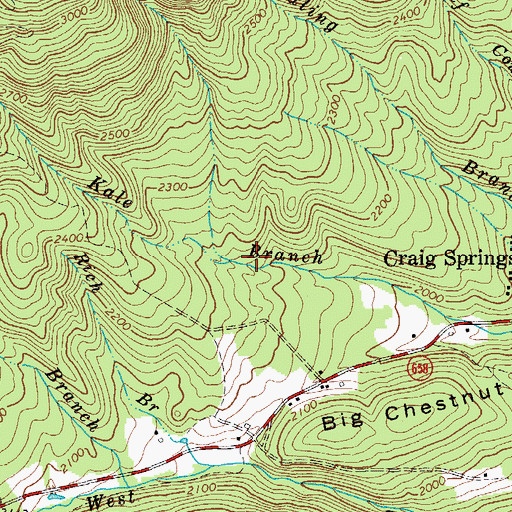 Topographic Map of Kale Branch, VA