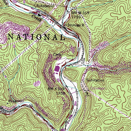Topographic Map of Kelly Branch, VA