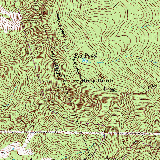Topographic Map of Kelly Knob, VA