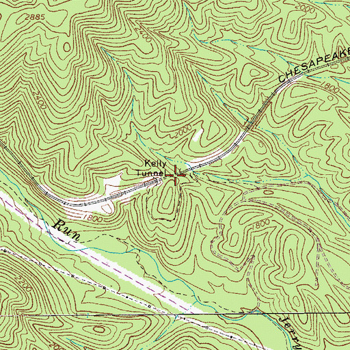Topographic Map of Kelly Tunnel, VA
