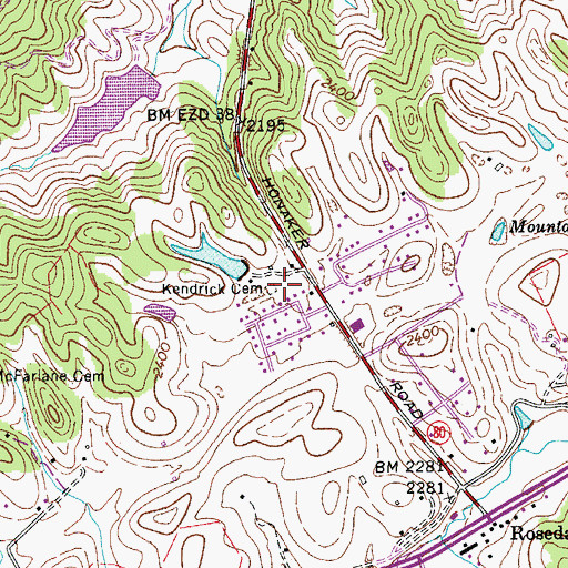 Topographic Map of Kendrick Cemetery, VA