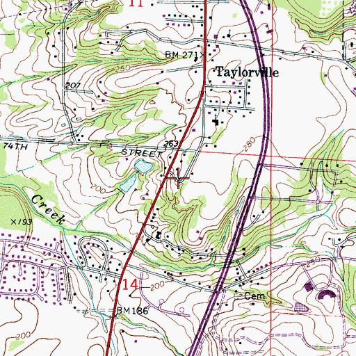 Topographic Map of Pleasant Hill Baptist Church, AL