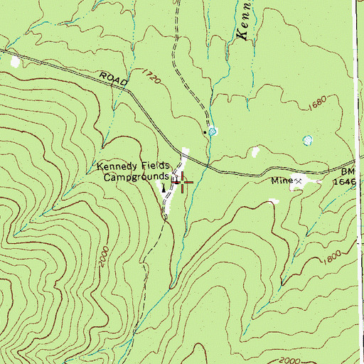 Topographic Map of Kennedy Fields Campgrounds, VA