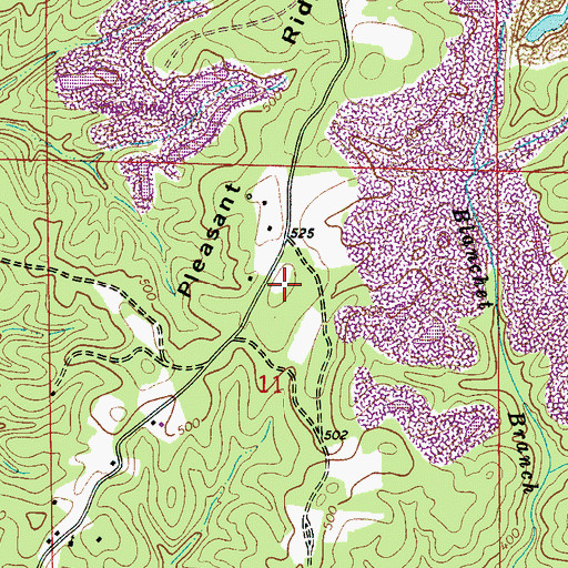Topographic Map of Pleasant Ridge Church (historical), AL