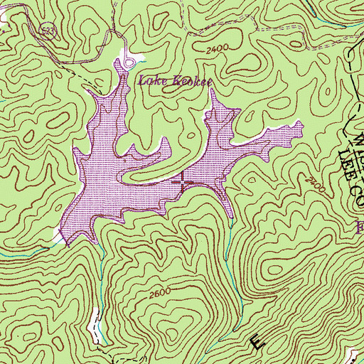 Topographic Map of Lake Keokee, VA