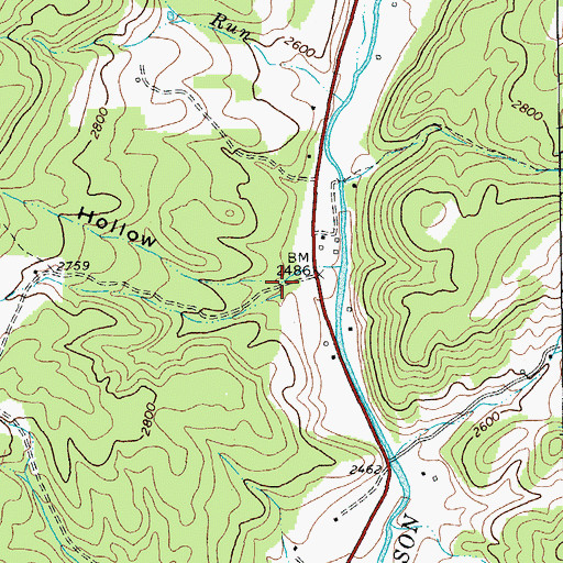 Topographic Map of Kettle Hollow, VA