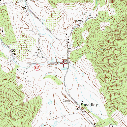 Topographic Map of Keyser Run, VA