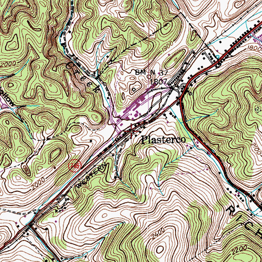 Topographic Map of Keywood Branch, VA