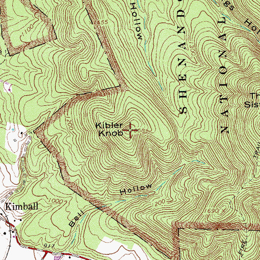 Topographic Map of Kibler Knob, VA