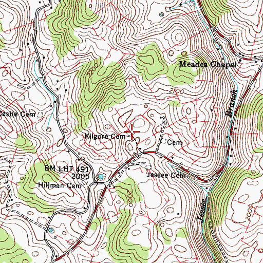 Topographic Map of Kilgore Cemetery, VA
