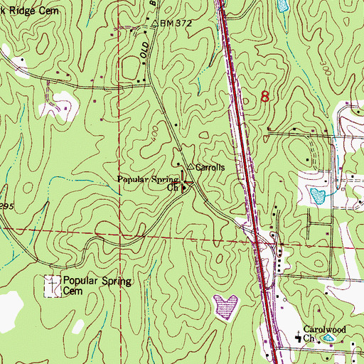 Topographic Map of Poplar Springs School (historical), AL