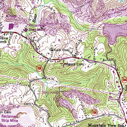 Topographic Map of Kilgore Cemetery, VA