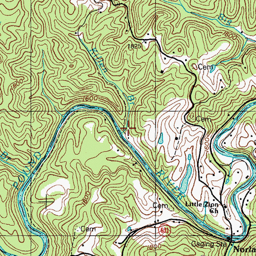Topographic Map of Killen Branch, VA