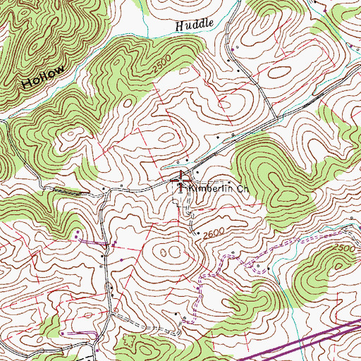Topographic Map of Kimberlin Church, VA