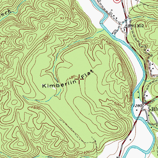 Topographic Map of Kimberlin Flat, VA