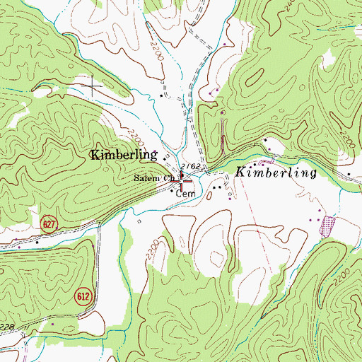 Topographic Map of Kimberling, VA