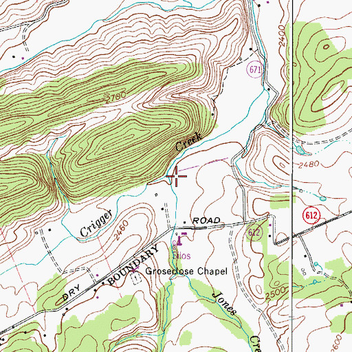 Topographic Map of Kinser Creek, VA