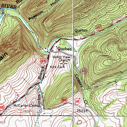 Topographic Map of Kirk Cemetery, VA