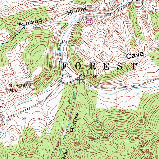 Topographic Map of Kirk Cemetery, VA