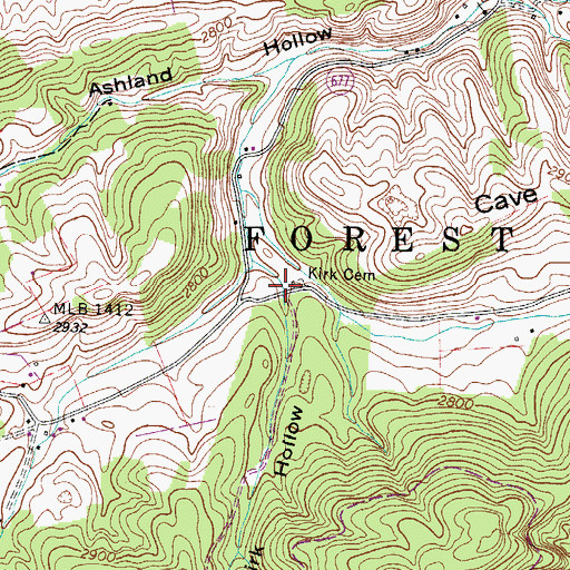Topographic Map of Kirk Hollow, VA
