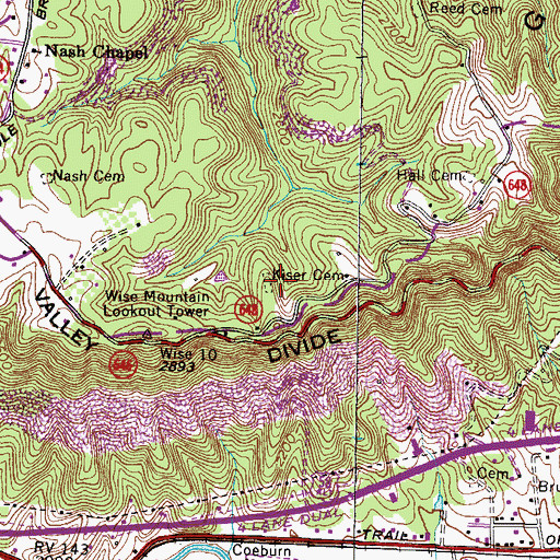 Topographic Map of Kiser Cemetery, VA