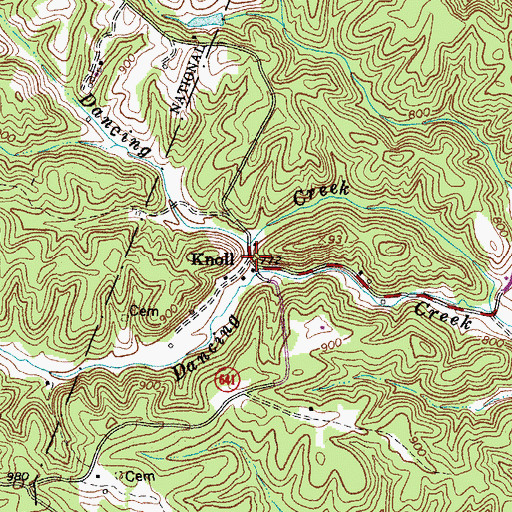 Topographic Map of Knoll, VA