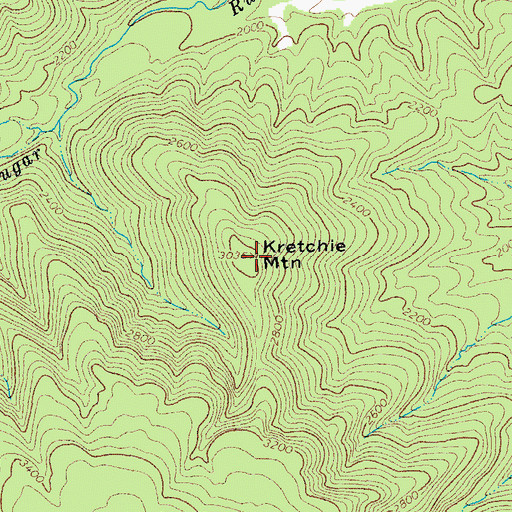 Topographic Map of Kretchie Mountain, VA