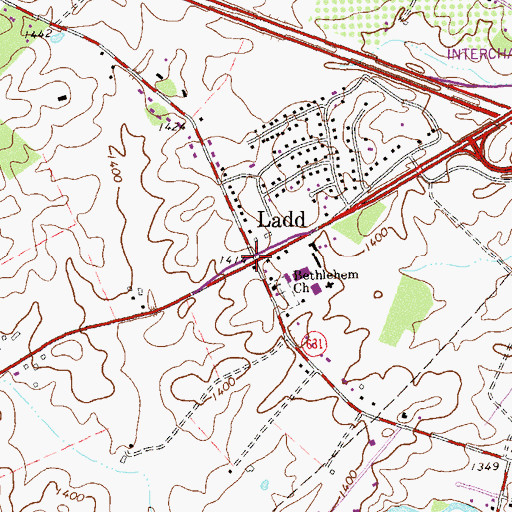 Topographic Map of Ladd, VA
