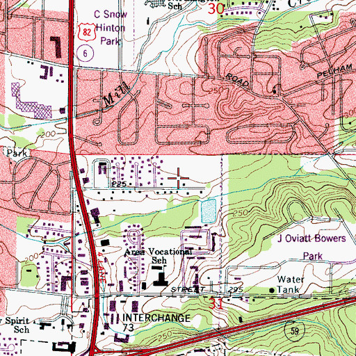 Topographic Map of Princeton Place, AL