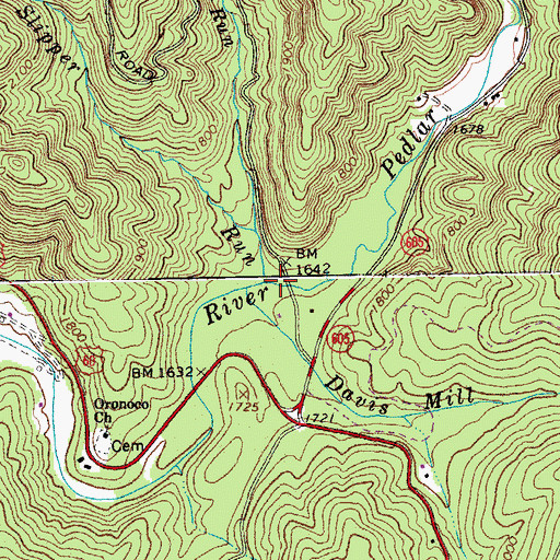 Topographic Map of Lady Slipper Run, VA