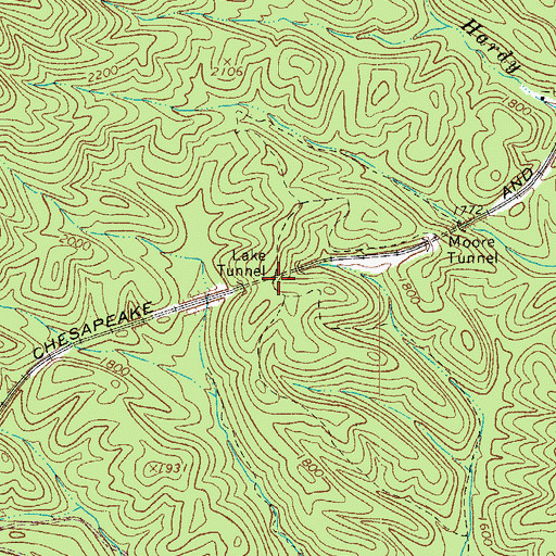 Topographic Map of Lake Tunnel, VA