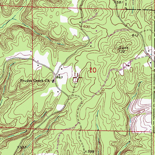 Topographic Map of Prudes Creek Cemetery, AL