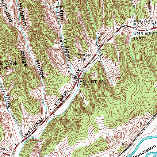 Topographic Map of Lane Hollow, VA