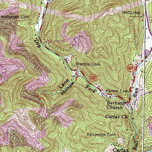 Topographic Map of Lane Hollow, VA