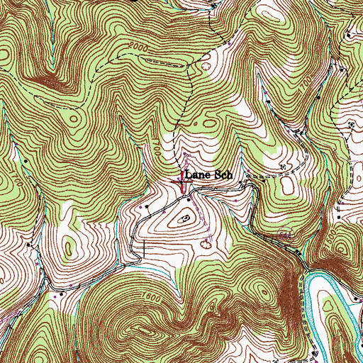 Topographic Map of Lane School, VA