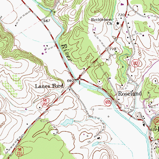 Topographic Map of Lanes Ford, VA