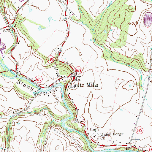 Topographic Map of Lantz Mills, VA