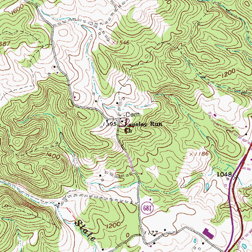Topographic Map of Lapsley Run Church, VA