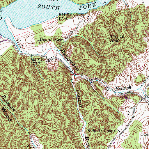 Topographic Map of Larimer Branch, VA