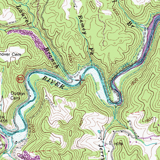 Topographic Map of Laurel Branch, VA