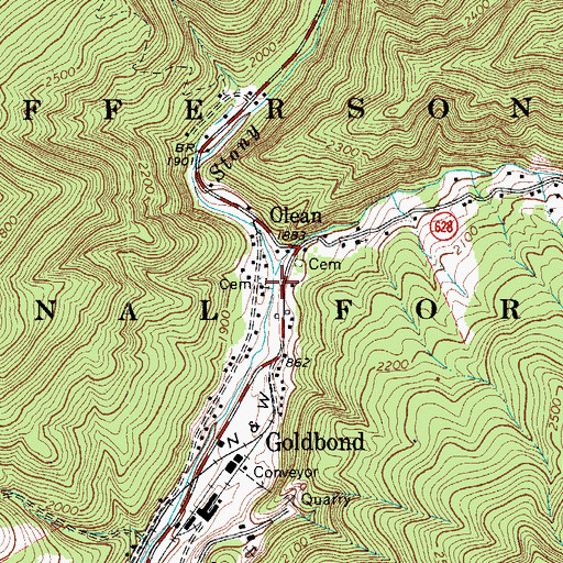 Topographic Map of Laurel Branch, VA