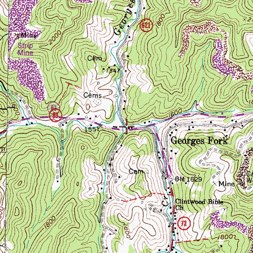 Topographic Map of Laurel Creek, VA