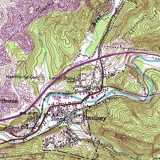 Topographic Map of Laurel Grove Cemetery, VA