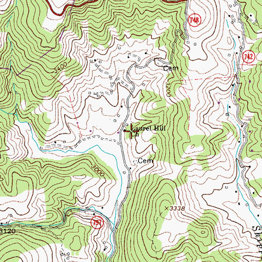 Topographic Map of Laurel Hill Church, VA