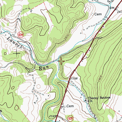 Topographic Map of Laurel Run, VA