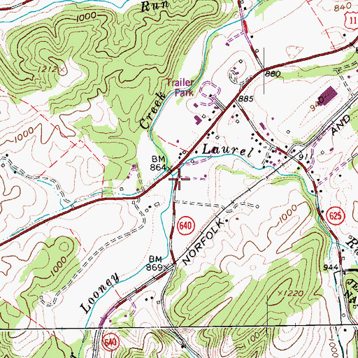 Topographic Map of Laurel Run, VA