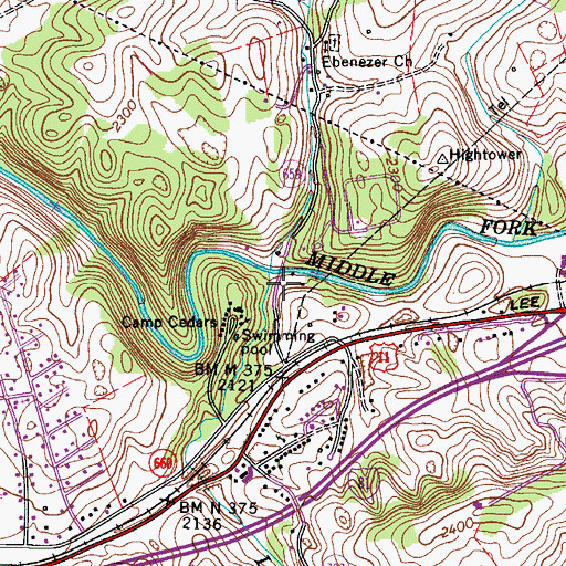 Topographic Map of Laurel Springs Creek, VA