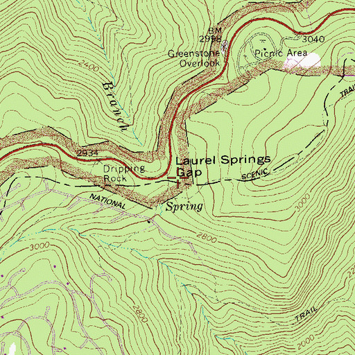 Topographic Map of Laurel Springs Gap, VA
