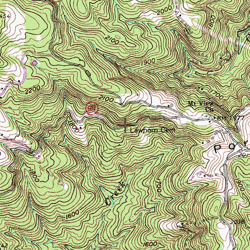 Topographic Map of Lawhorn Cemetery, VA
