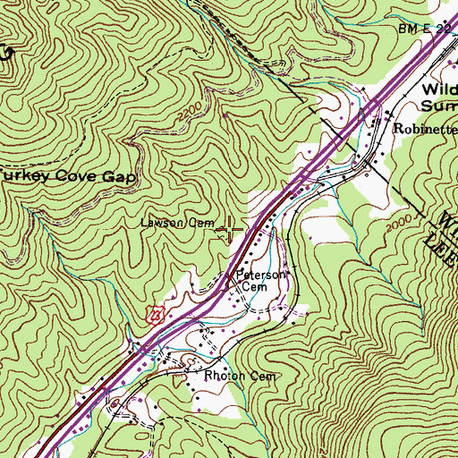 Topographic Map of Lawson Cemetery, VA